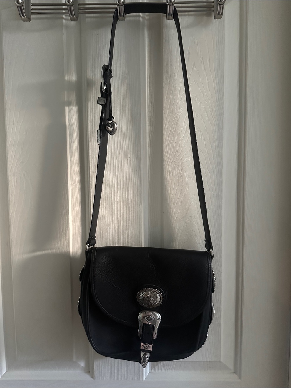 Brighton black western style shoulder Bag with gorgeous Silver Concho Accent